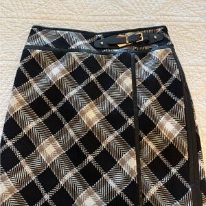 White House Black Market Black and Cream Plaid Pencil Skirt